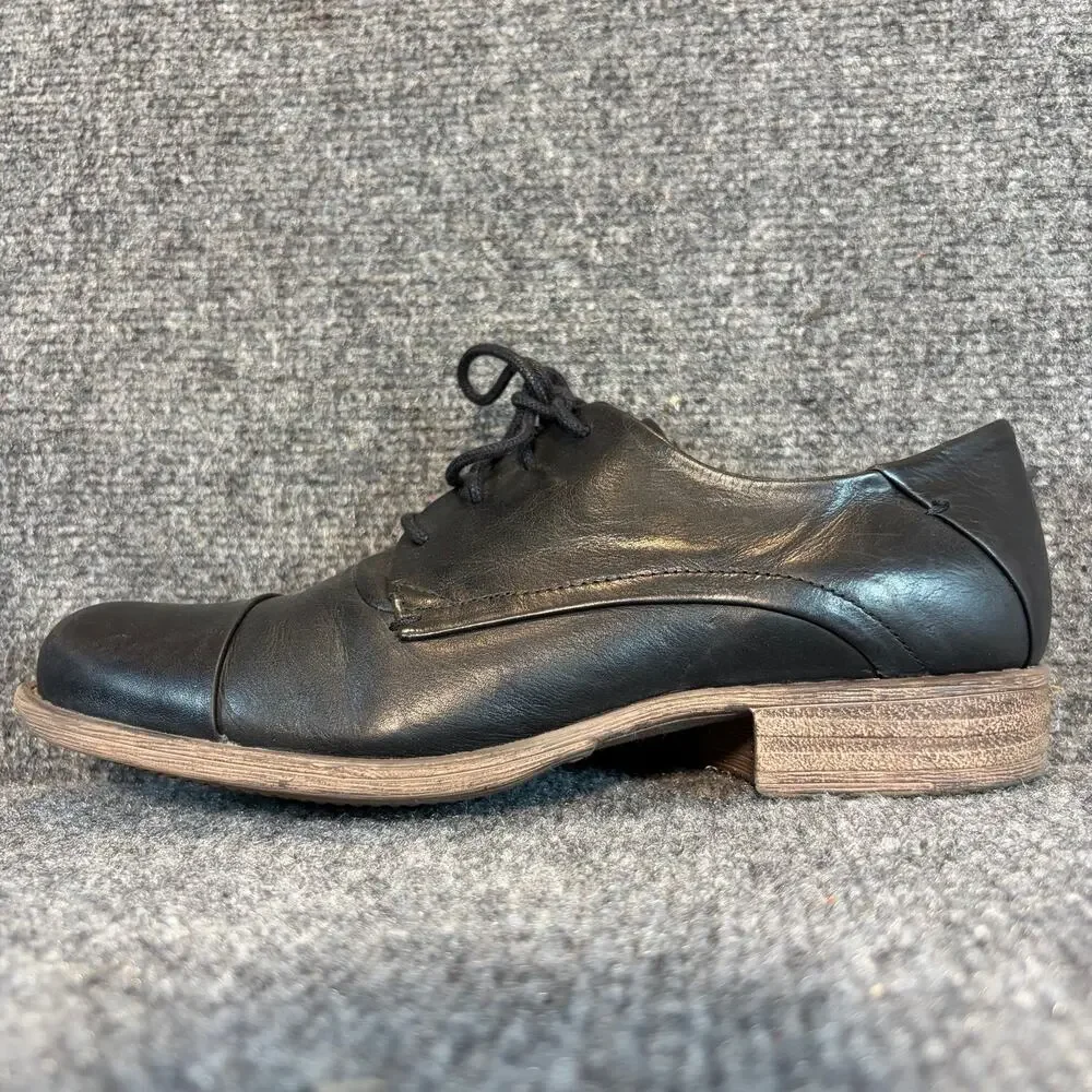 Miz Mooz Black Leather Oxford Lace Up Block Heel Dress Shoes Size 9 EU 39